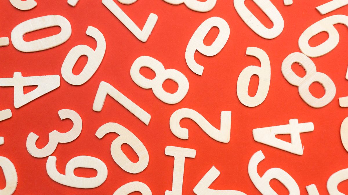 White numerals arranged on a deep vermilion background